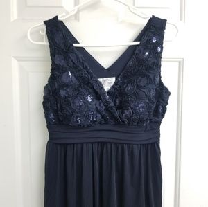 SEQUIN bust DRESS Navy Blue Chiffon High Low Sweet Storm